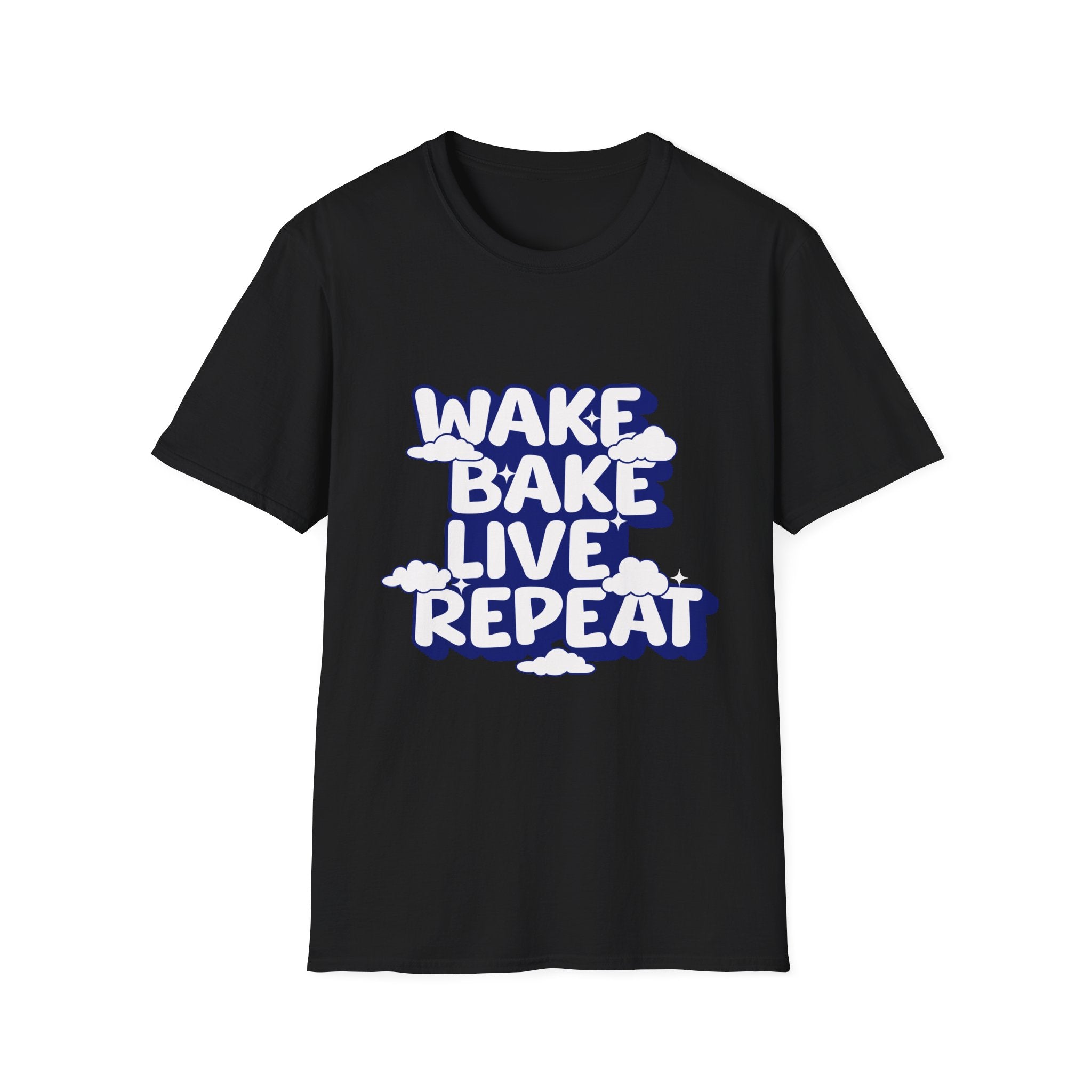 Wake Bake Live Repeat - Unisex T-Shirt (Front) - Damned Threads